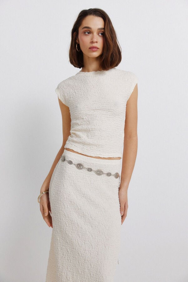 Springfield Midi structured skirt brown