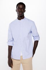 Springfield Striped polo shirt with stand-up collar blue