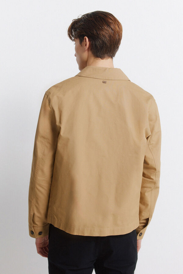 Springfield Cotton zip fastening overshirt brown