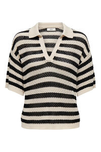 JDY Poloshirt aus durchbrochenem Strick-