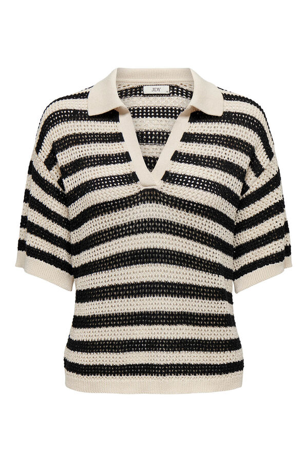 JDY Open-knit polo shirt white