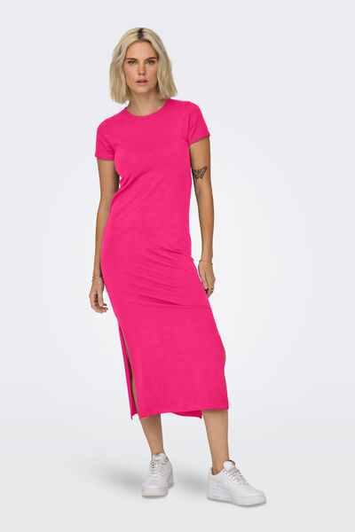 Springfield Long dress with round neck purple