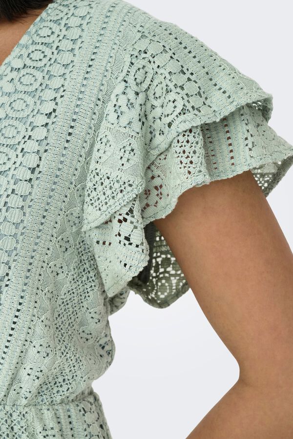 Only Short dress with openwork details green