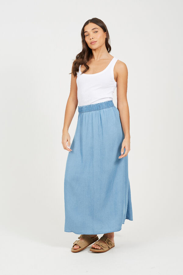 Brave Soul Falda midi con cintura el&aacute;stica azul