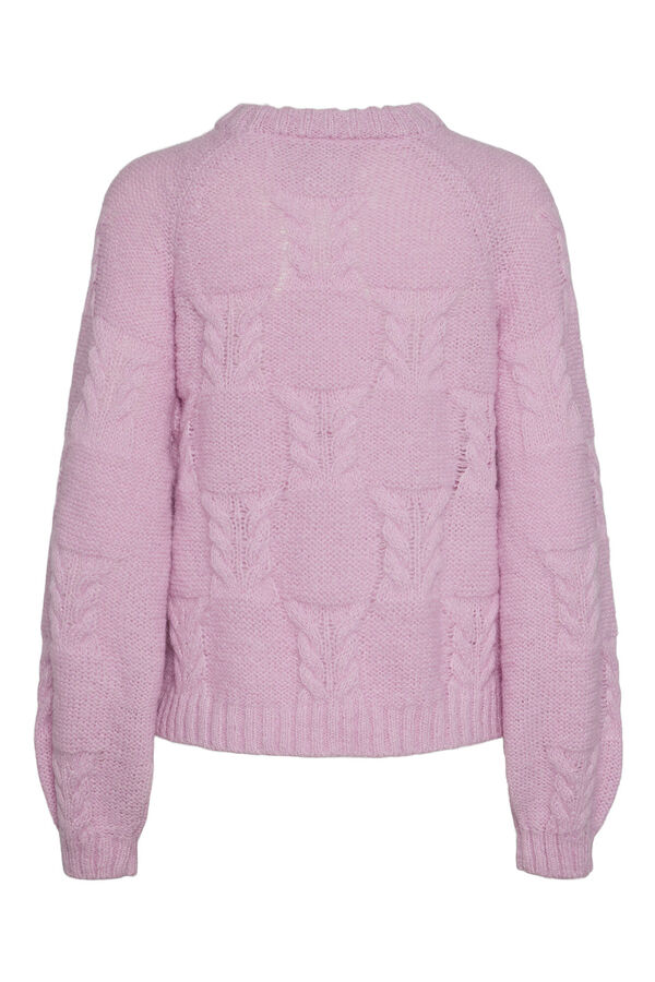 Pieces jersey-knit sweater with structure pink