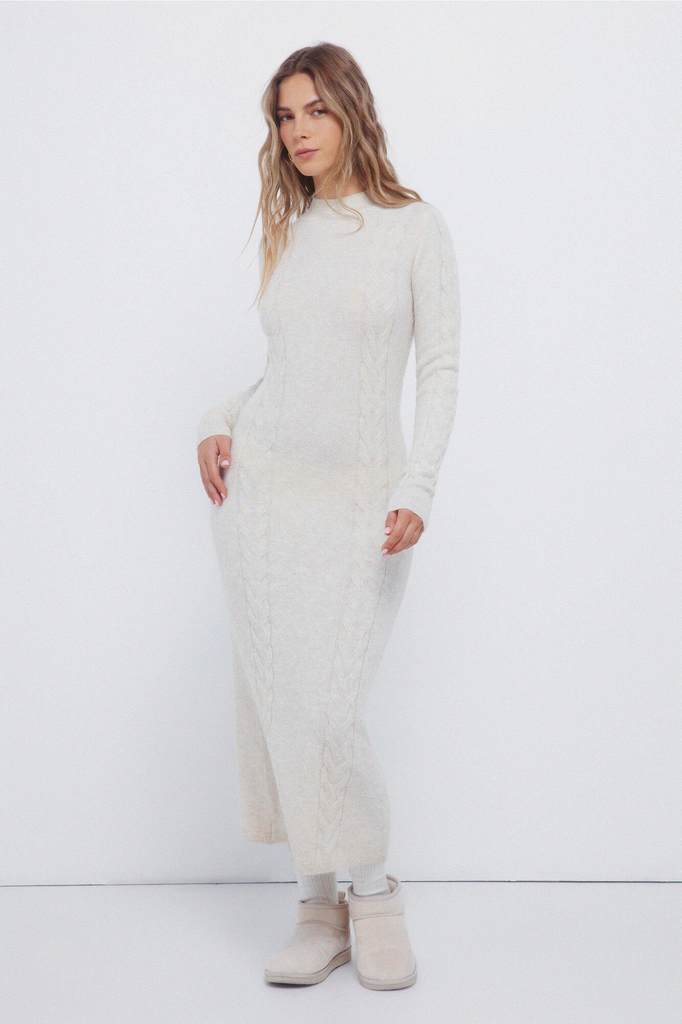 Springfield Cable knit jersey-knit midi dress