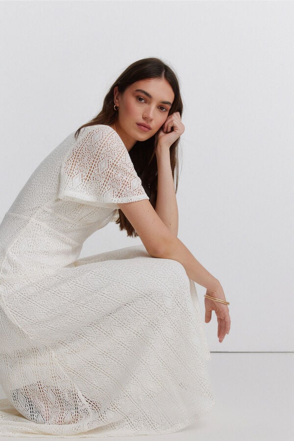 Springfield Embroidered midi dress printed