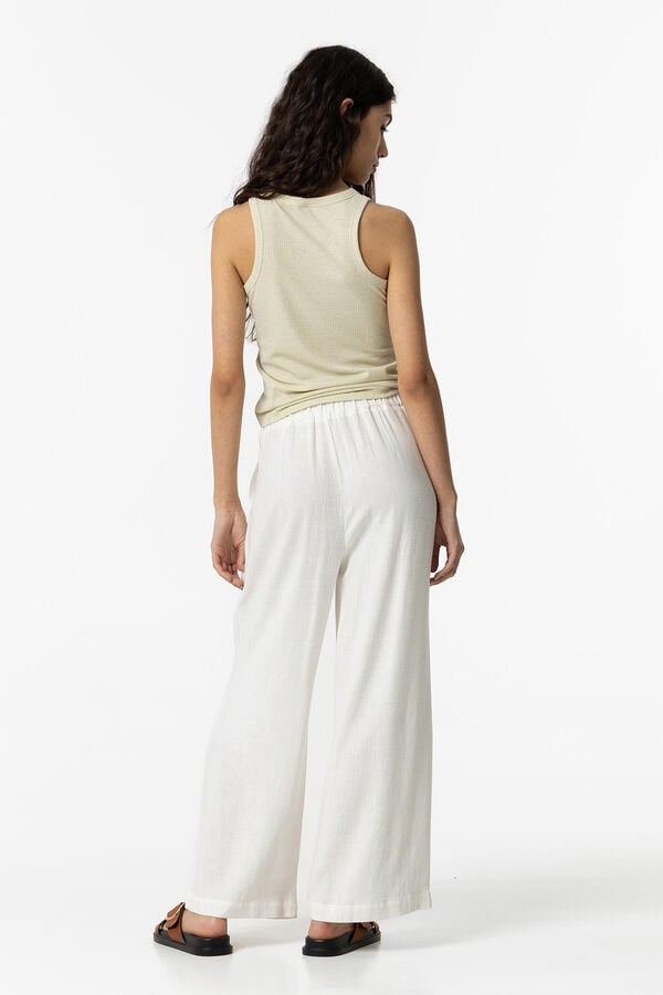 Springfield Cropped Linen Trousers white