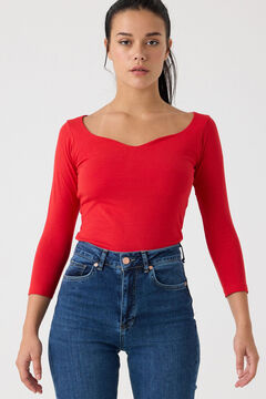 Springfield T-shirt with sweetheart neckline royal red