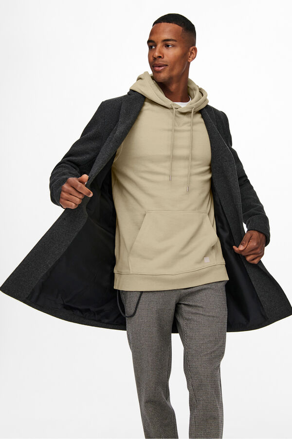 Only & Sons Abrigo de pa&ntilde;o lana gris