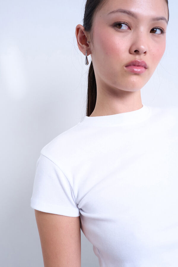 Topshop Top básica de manga curta branco