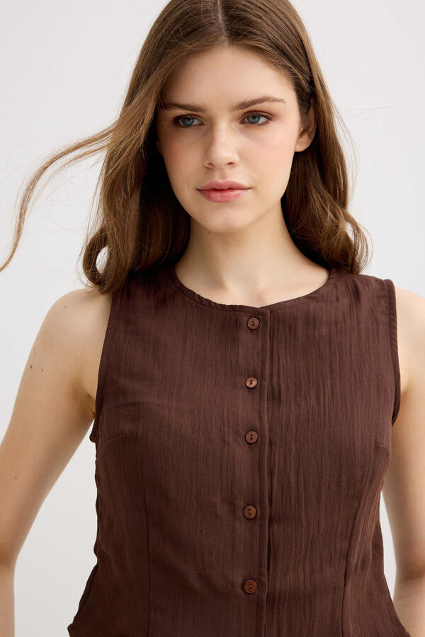 Inside Top sin mangas textura marr&oacute;n