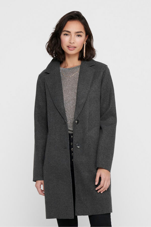 Only Abrigo midi de pa&ntilde;o gris