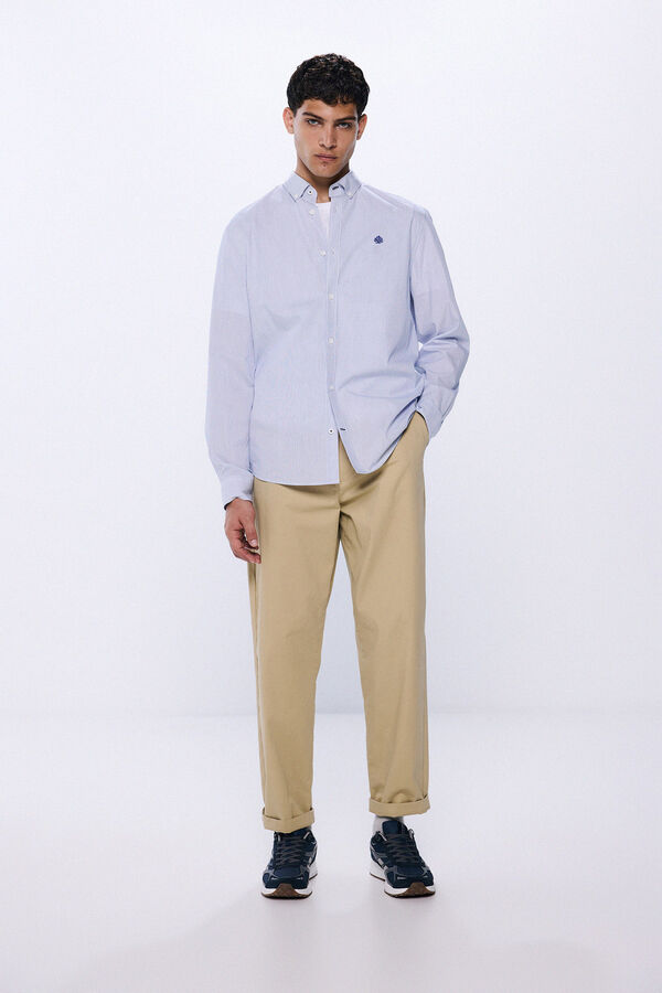 Springfield striped poplin shirt blue