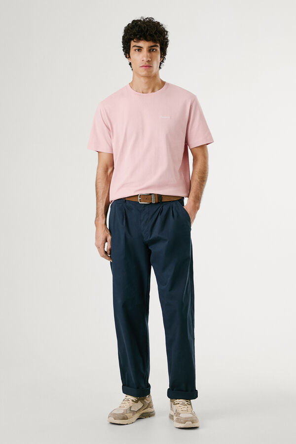 Pepe Jeans Camiseta de manga corta con logo bordado. rosa