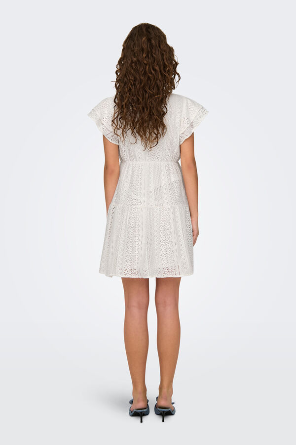 Only Short dress with openwork details white