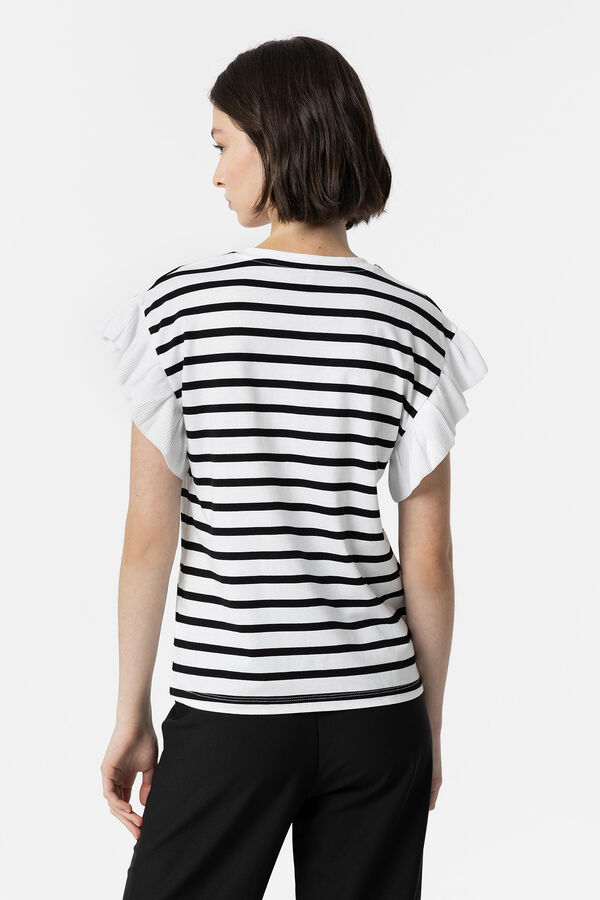 Springfield Striped T-shirt with embroidered heart detail white