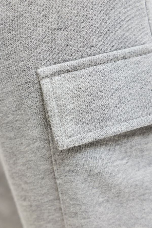 JJ REBEL Regular fit fleece cargo Bermuda shorts grey