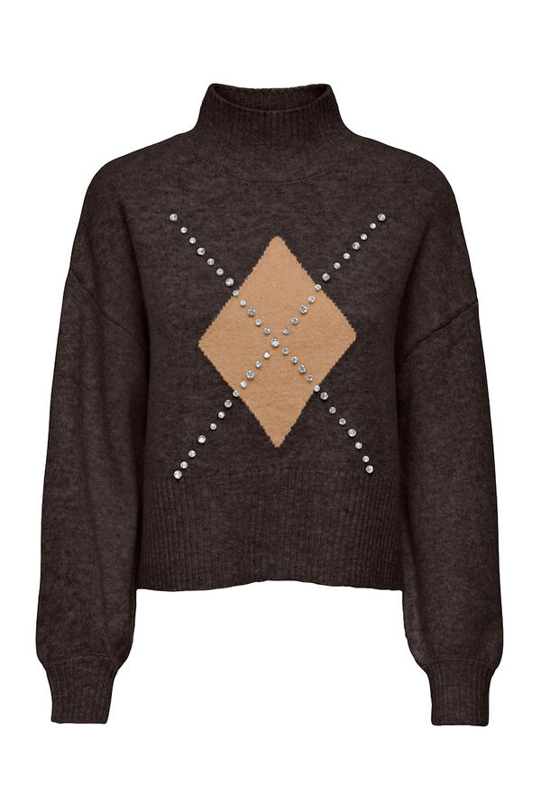 Only Jersey con apliques joya marrón