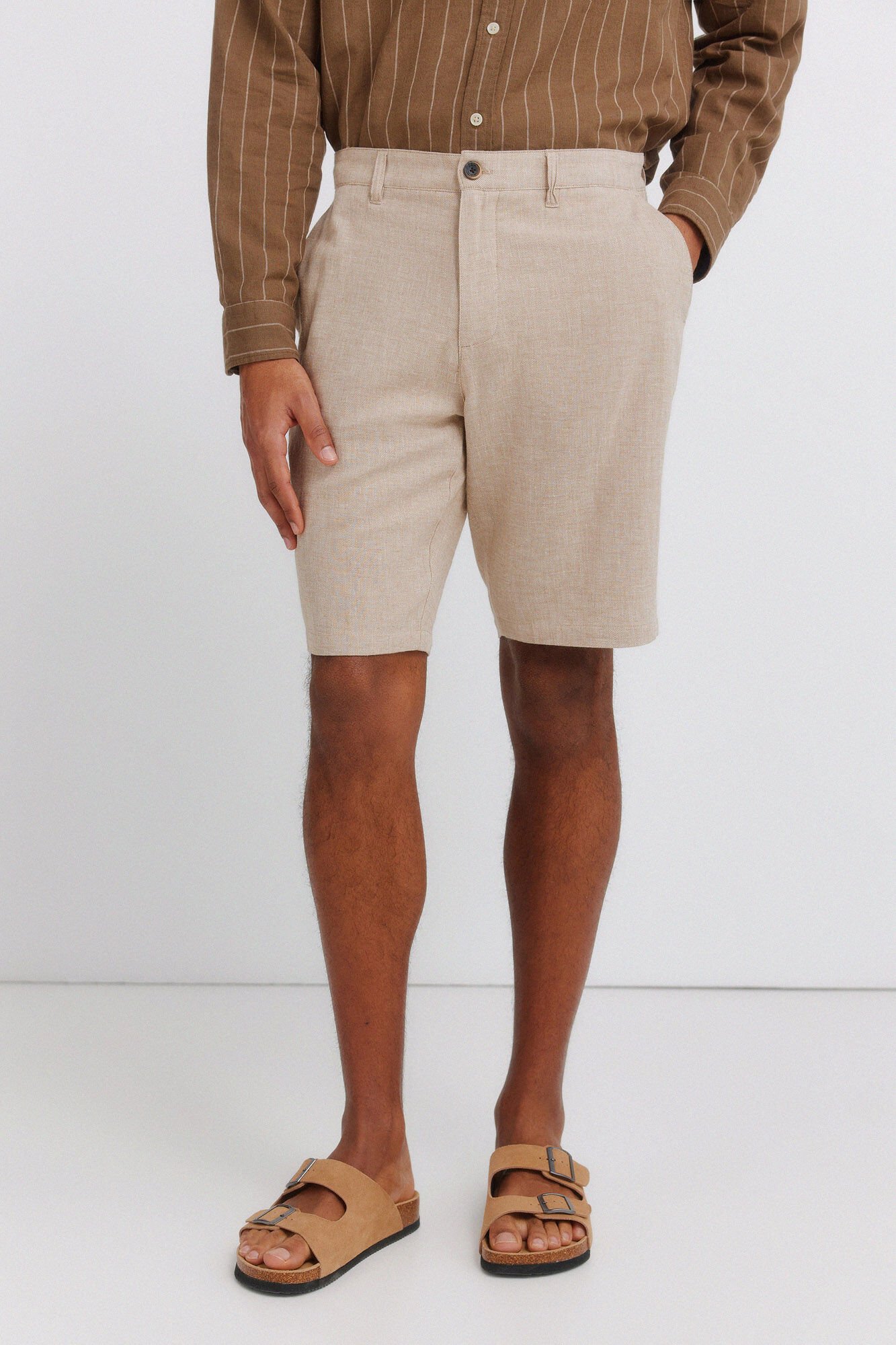 Springfield Dobby linen comfort fit Bermuda shorts