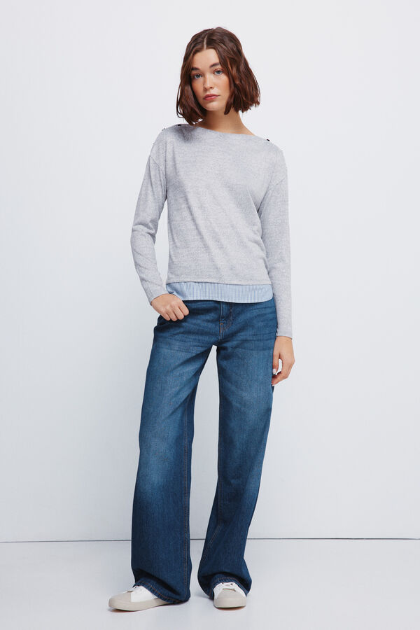 Springfield Combined buttons -shoulder T-shirt grey