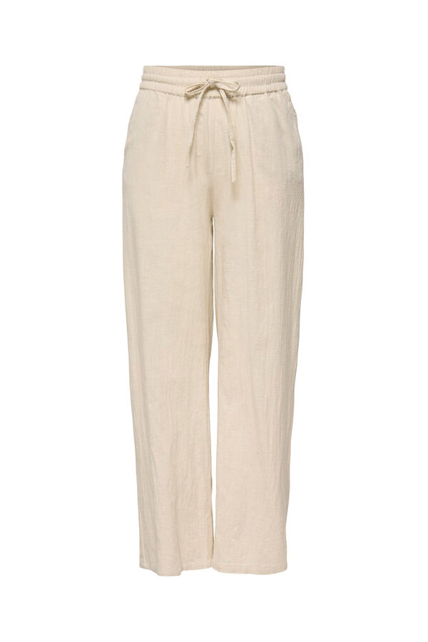 Only Pantal&oacute;n ancho fluido beige