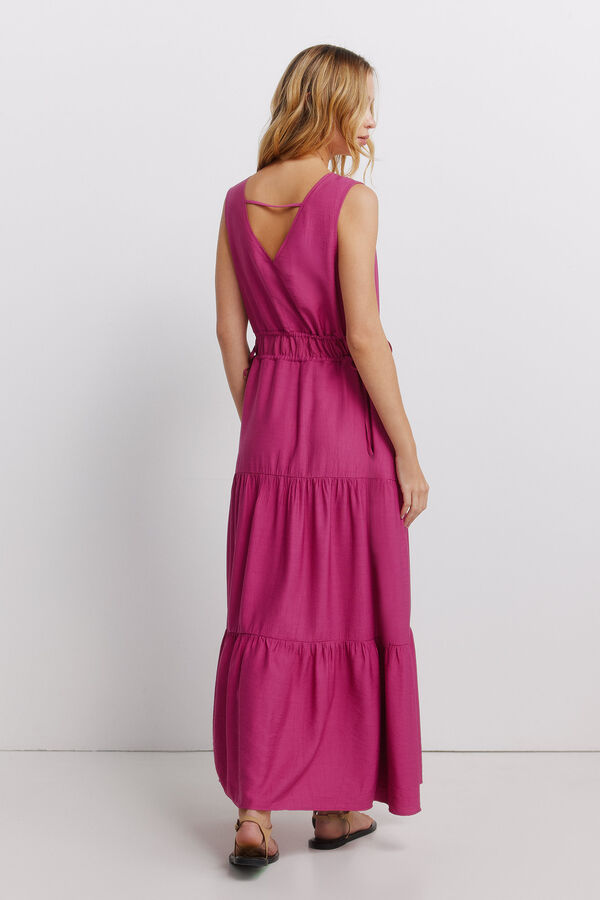 Springfield V-neck long dress pink