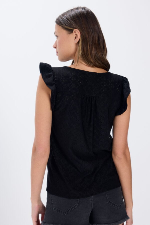 Springfield T-shirt broderie suisse couture cordon noir
