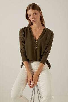 Springfield Two-material Henley T-shirt green