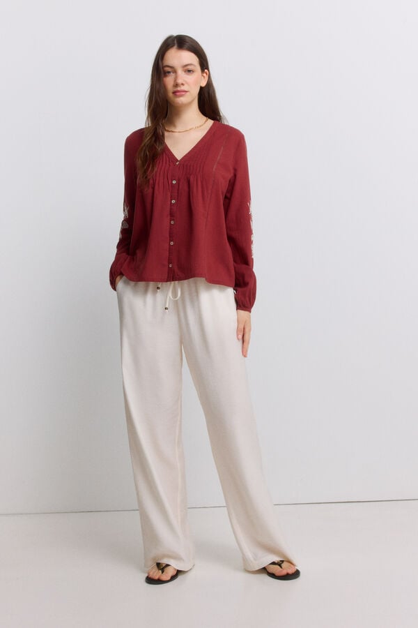Springfield Embroidered romantic blouse red