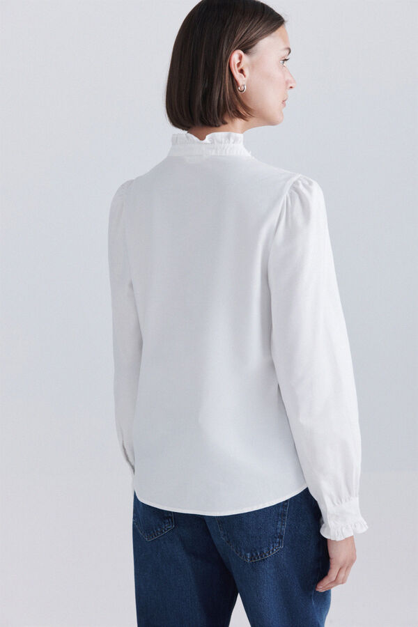 Springfield Camisa gola mao com folhos branco