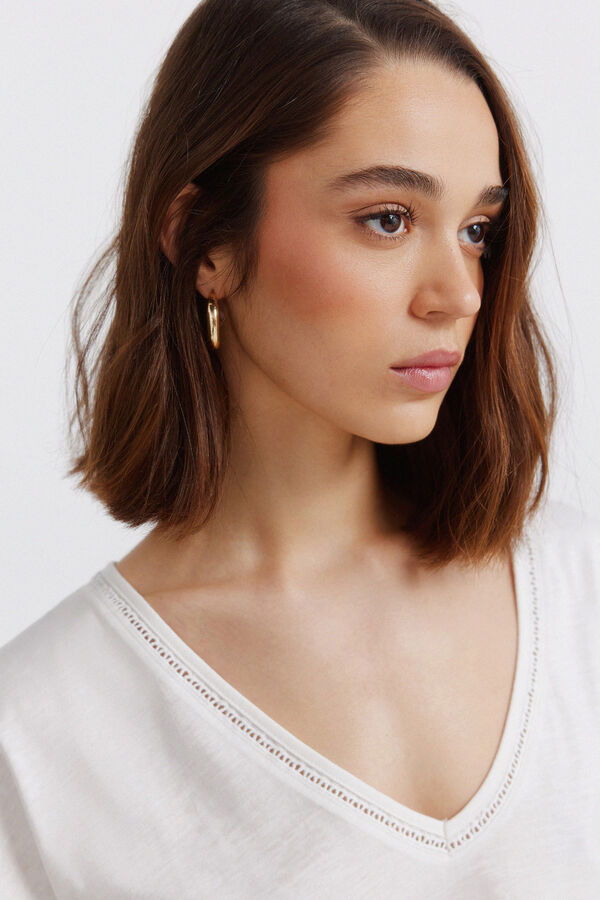 Springfield T-shirt col en V en dentelle blanc