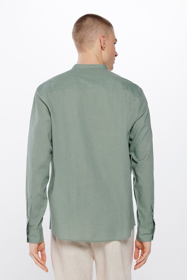 Springfield Camisa mao lino estampado verde