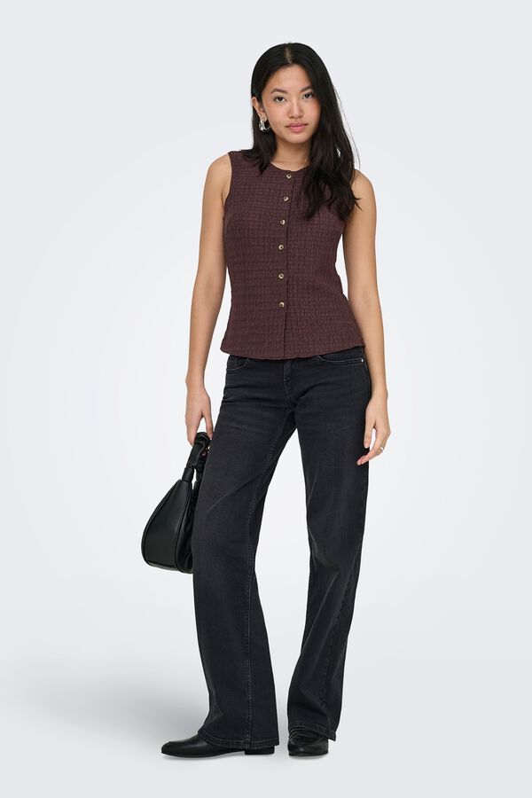 Only Chaleco estructura marr&oacute;n