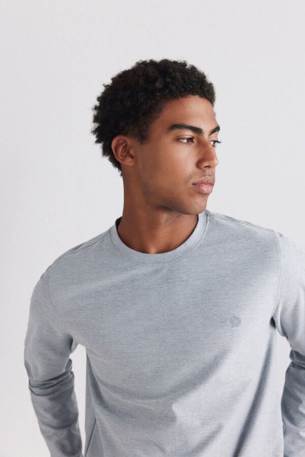 Springfield Piqu&eacute; oxford long sleeve T-shirt blue