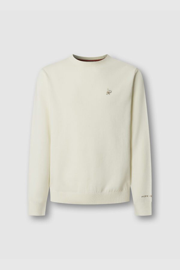 Pepe Jeans Round neck jumper with logo beige