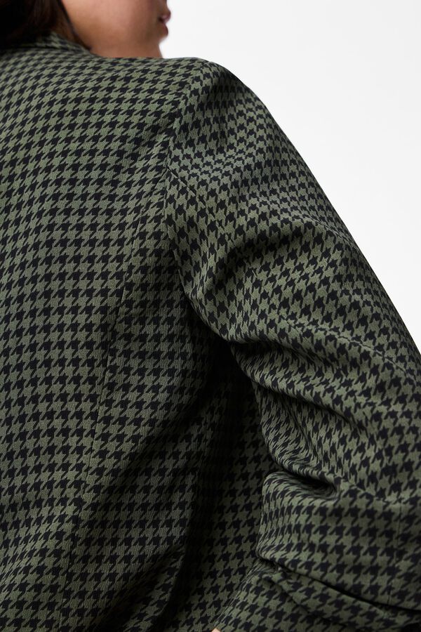 Pieces Printed three-quarter sleeve blazer green