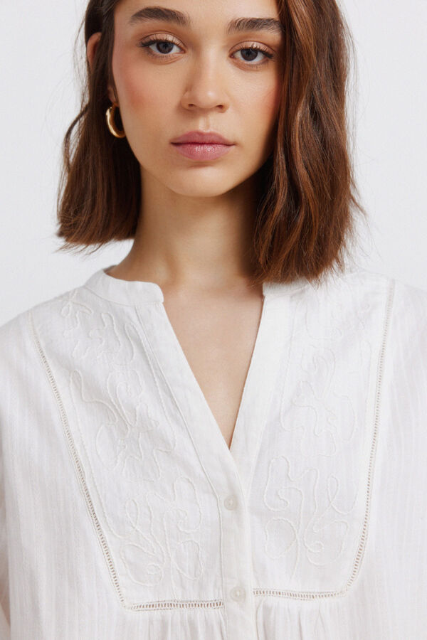 Springfield Embroidered long sleeve blouse printed