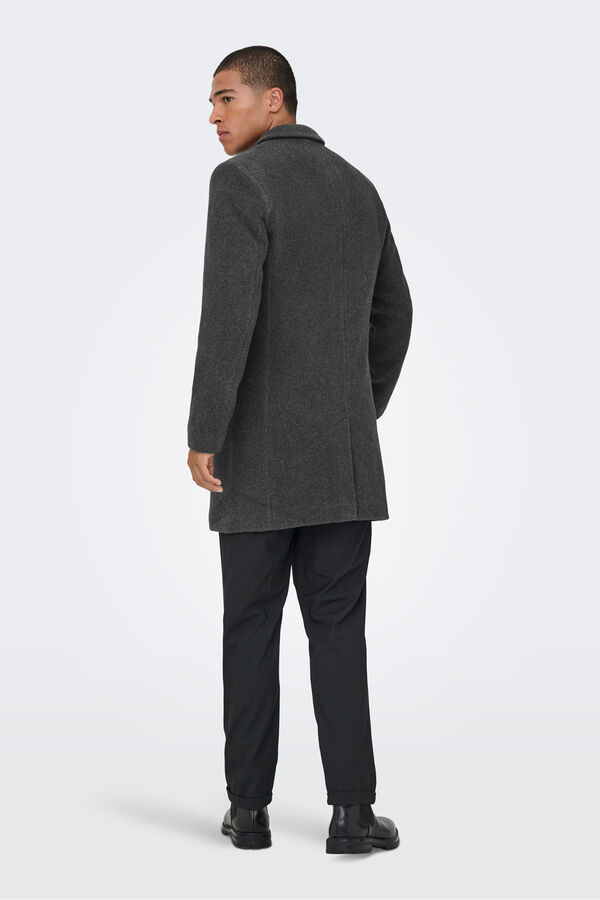 Only & Sons Abrigo de pa&ntilde;o lana gris