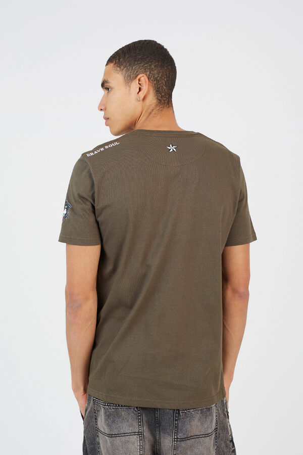 Brave Soul Camiseta manga corta estampada kaki