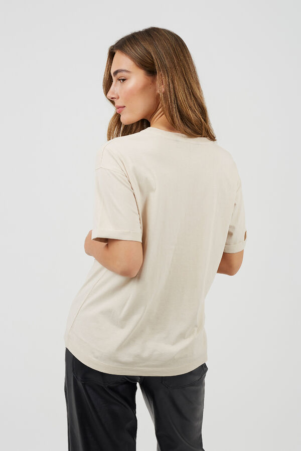 Brave Soul Camiseta con estampado frontal beige
