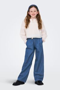 Only Girls Pantal&oacute;n vaquero ancho con cintura fruncida y cord&oacute;n
