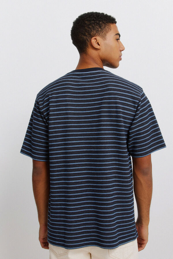 Springfield Piqu&eacute; striped T-shirt blue