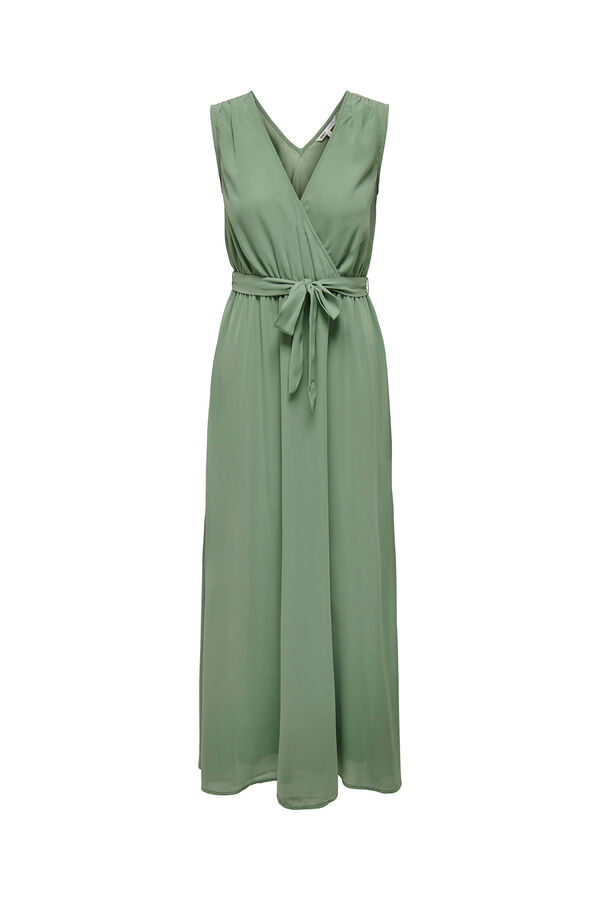 Springfield Langes Kleid mit V-Ausschnitt grün