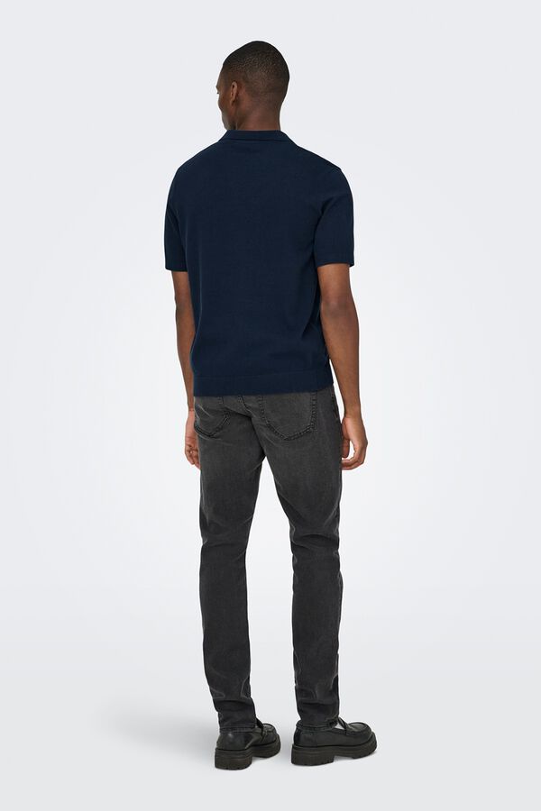 Only & Sons Polo de punto manga corta azul