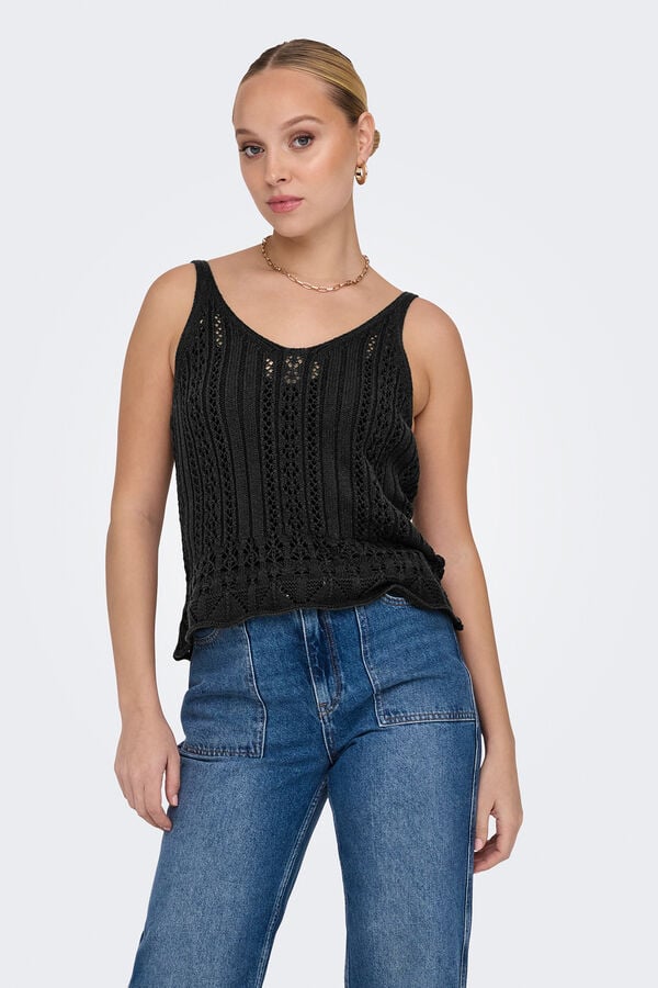 Only crochet straps top black