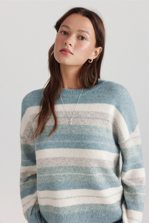 Springfield Striped knit jumper blue