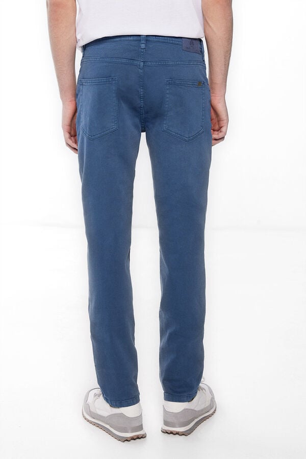 Springfield Uske isprane hlače u boji s 5 džepova plava