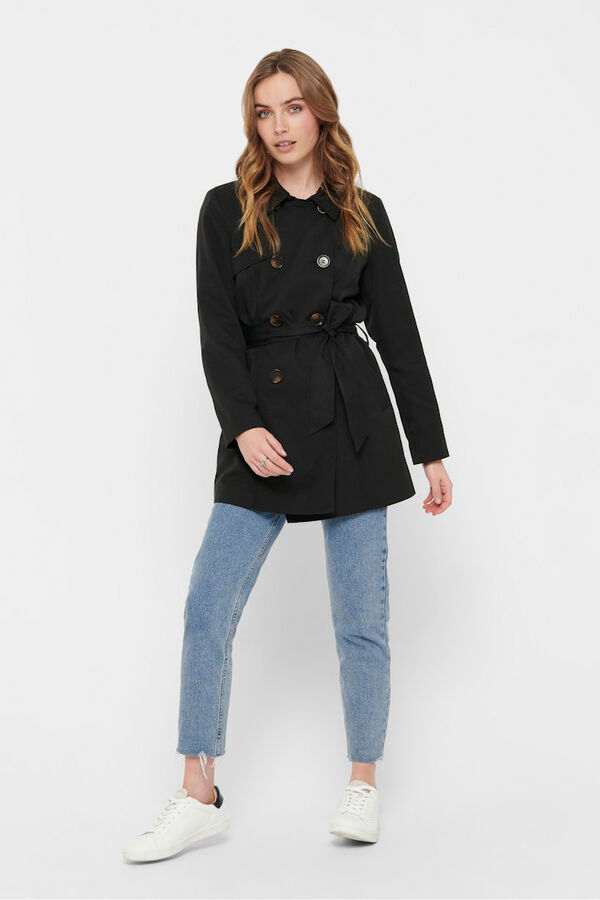 Only Gabardina midi com cinto preto