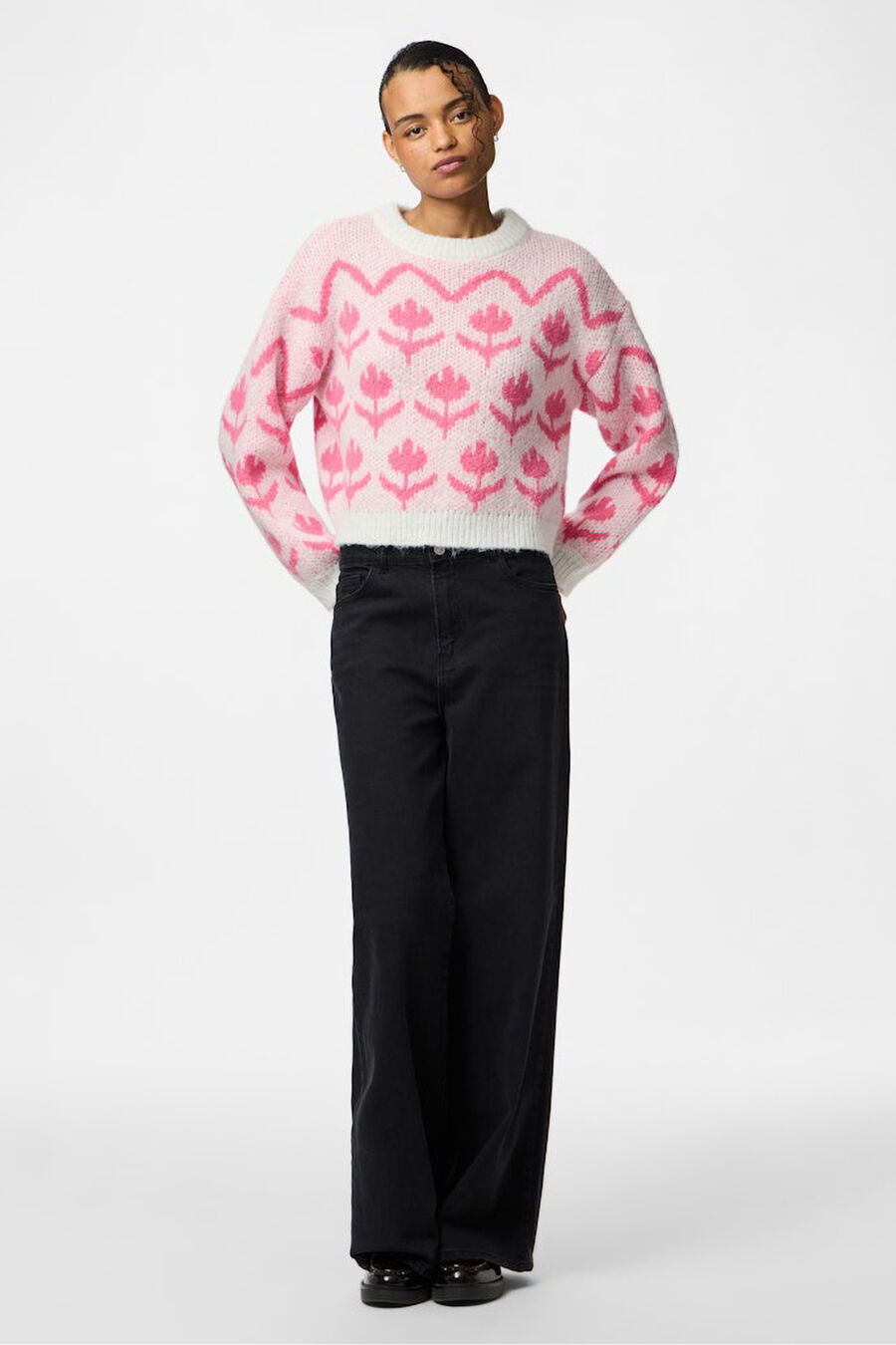 Jersey estampado floral cuello redondo